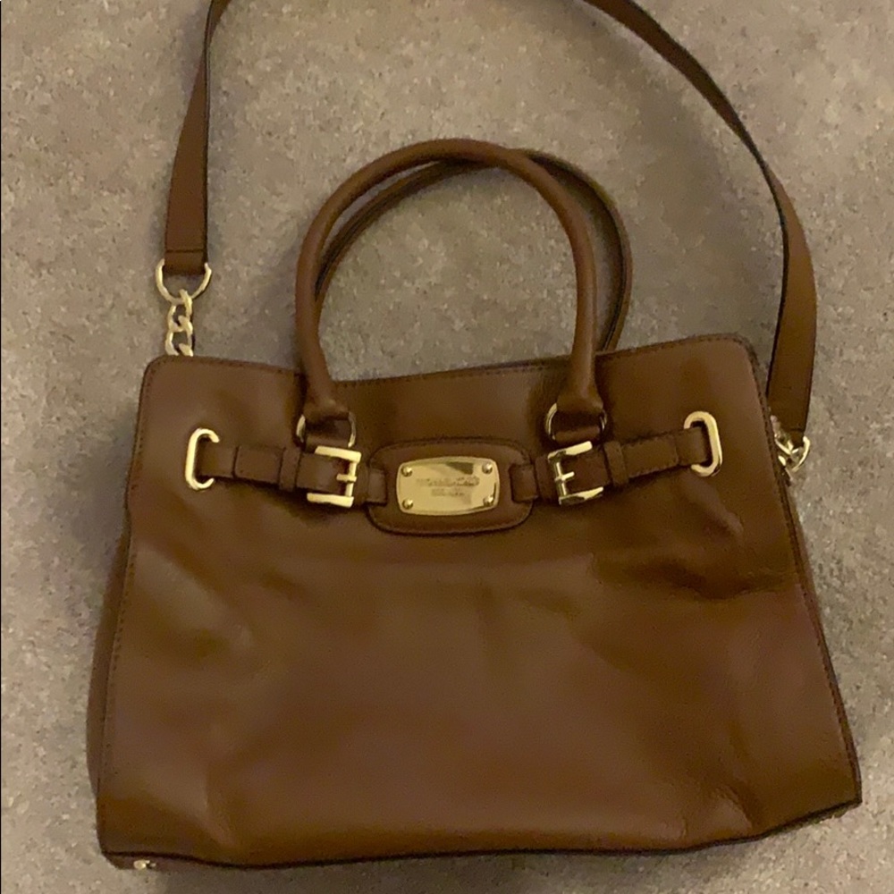 Real Leather Brown Michael Kors Shoulder Bag